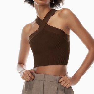 Aritzia Babaton Sculpt Knit Criss Cross Cropped Tank